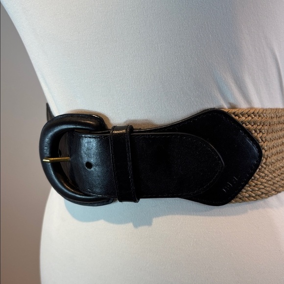 Ralph Lauren Womens tan wide Braided Leather Belt large buckle - Picture 10 of 14